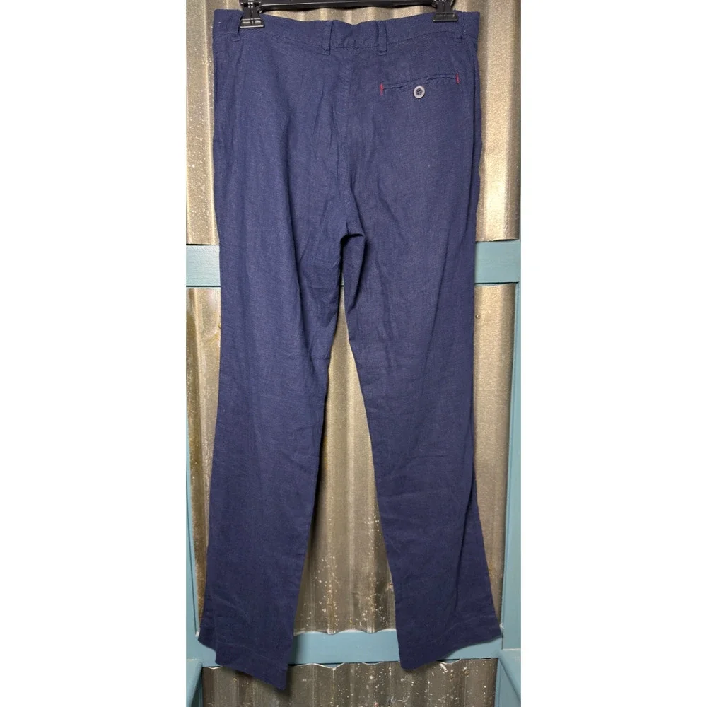 Tropic of Linen Mens Navy Blue Linen Cotton Trouser Pants Size S NWT Resortwear